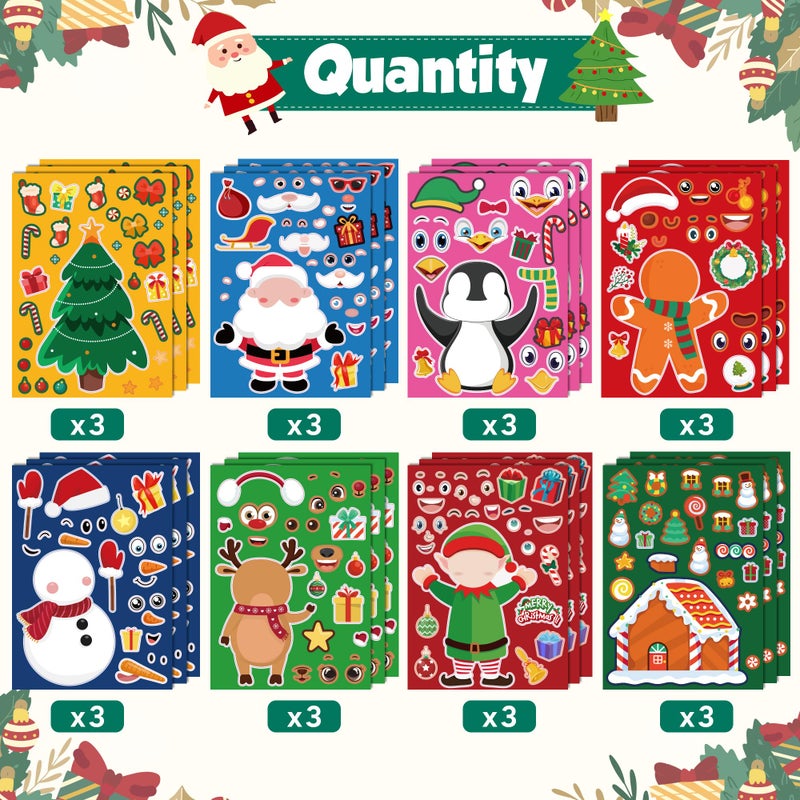 OHOME Christmas Stickers - Stocking Stuffers for Kids - DIY Christmas Crafts for Kids - Kids Christmas Gifts Activity Party Favors Supplies | Christmas Games | Toddler Stocking Stuffers(24 Sheets) - Image 2